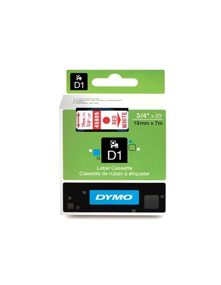 Fita Gravacao Dymo 19mmX7m Vermelho/Branco  (45805)