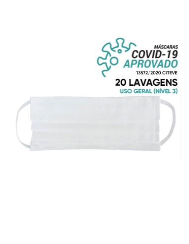 Máscara Reutilizável 20 Lavagens Branco (Pregas) 1un