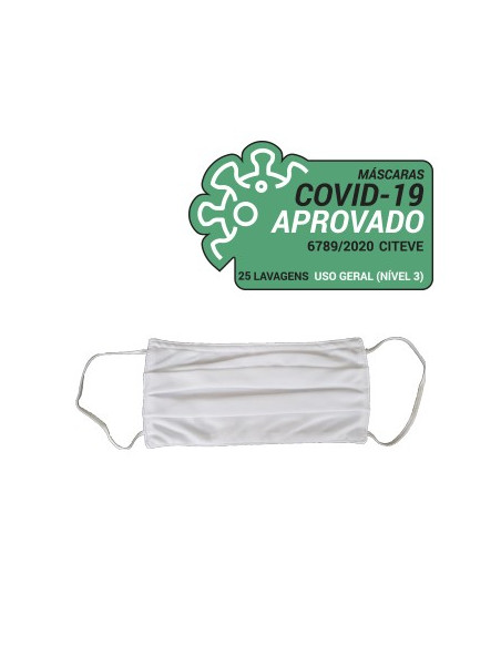 Máscara Reutilizável 25 Lavagens Adulto Branco 3un