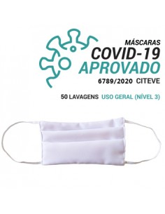 Máscara Reutilizável 50 Lavagens Adulto Branco Pack 3un