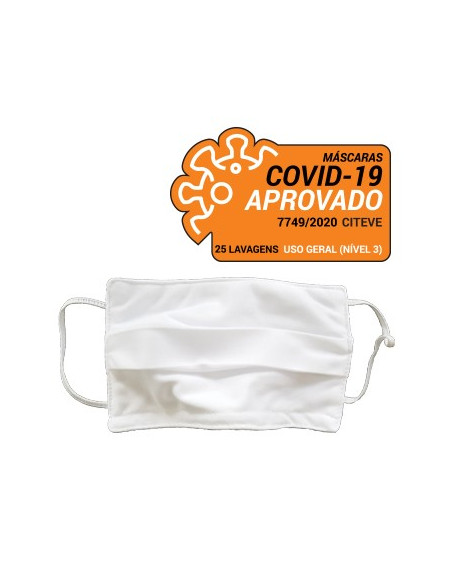 Máscara Reutilizável Criança 25 Lavagens Branco 3un