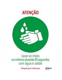 Sinalética Lavar as Mãos Adesivo A4 2un