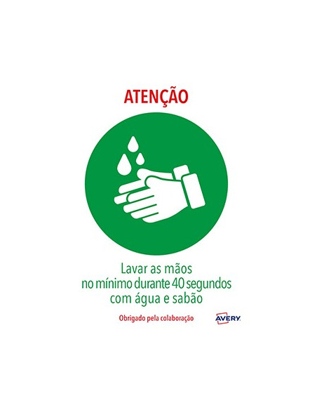 Sinalética Lavar as Mãos Adesivo A4 2un