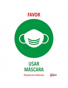 Sinalética Usar Máscara Adesivo A4 2un