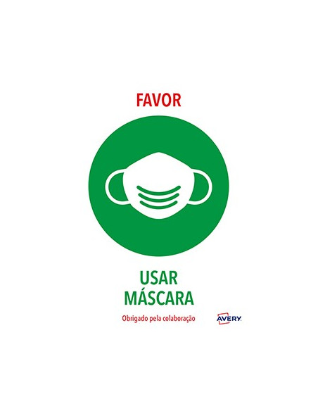 Sinalética Usar Máscara Adesivo A4 2un