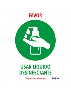 Sinalética Usar Liquido Desinfetante Adesivo A4 2un