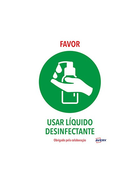 Sinalética Usar Liquido Desinfetante Adesivo A4 2un