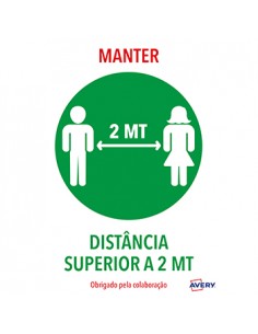 Sinalética Manter Distância Adesivo A4  2un