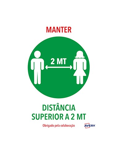 Sinalética Manter Distância Adesivo A4  2un