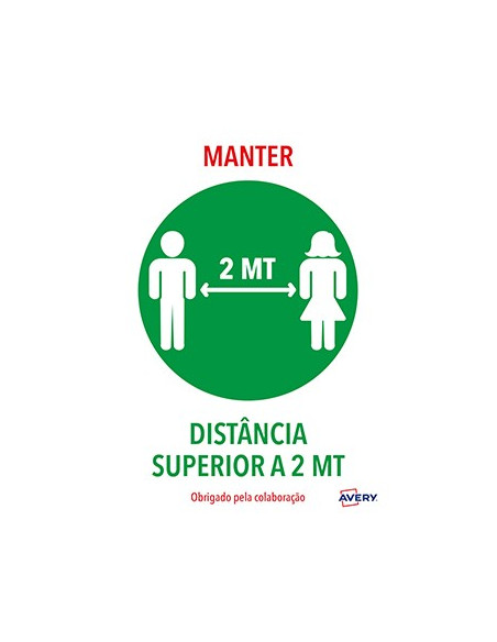 Sinalética Manter Distância Adesivo A4  2un