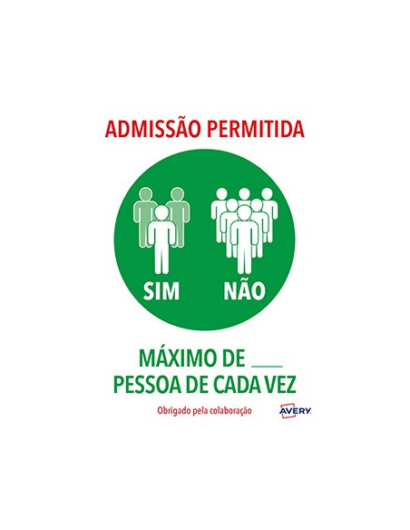 Sinaletica (Admissao Permitida N Pessoas) Adesivo A4 2un