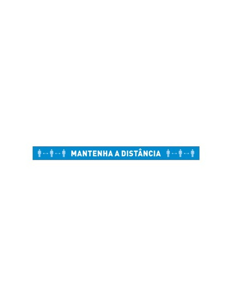 Sinalética MANTENHA A DISTÂNCIA Vinil Chão 1000x100mm