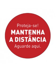 Sinalética MANTENHA A DISTÂNCIA Vinil Portas 347x347mm