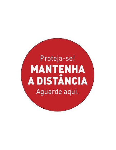 Sinalética MANTENHA A DISTÂNCIA Vinil Portas 347x347mm