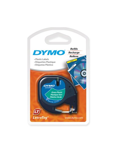 Fita Gravacao Dymo 12mmx4m Preto/Verde (91204)