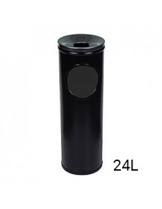 Cinzeiro Papeleira Vertical Redondo Preto