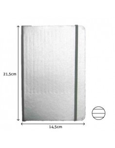 Bloco Notas Pautado 21,5x14,5cm Semi Pele Cinza 116 Folhas