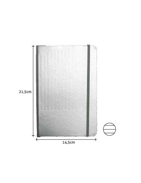 Bloco Notas Pautado 21,5x14,5cm Semi Pele Cinza 116 Folhas