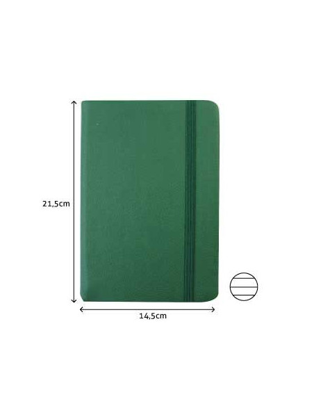Bloco Notas Pautado 21,5x14,5cm Semi Pele Verde 116 Folhas