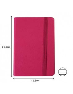 Bloco Notas Pautado 21,5x14,5cm Semi Pele Rosa 116 Folhas
