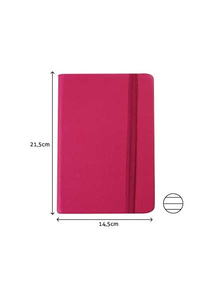 Bloco Notas Pautado 21,5x14,5cm Semi Pele Rosa 116 Folhas