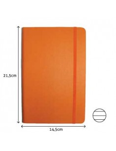 Bloco Notas Pautado 21,5x14,5cm Semi Pele Laranja 116 Folha