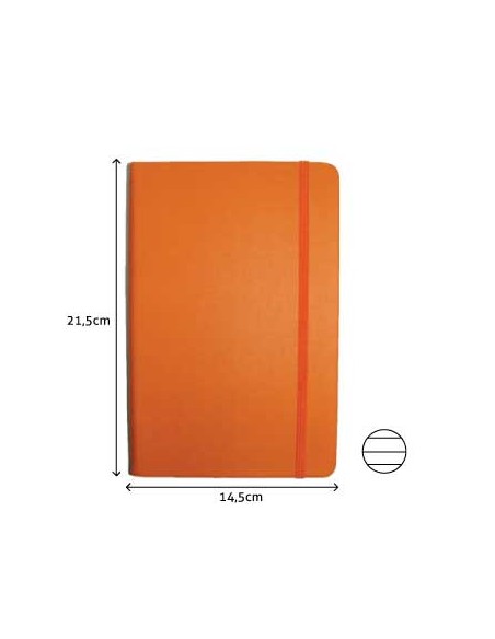 Bloco Notas Pautado 21,5x14,5cm Semi Pele Laranja 116 Folha