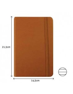 Bloco Notas Pautado 21,5x14,5cm Semi Pele Camel 116 Folhas )