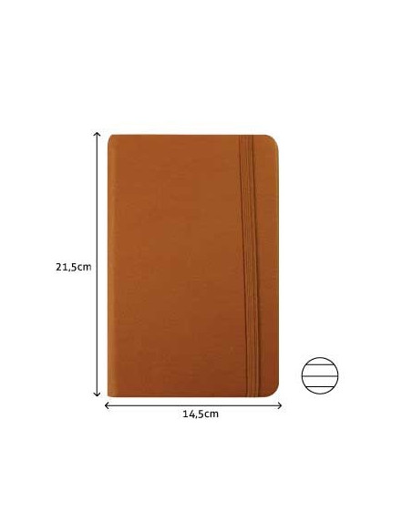 Bloco Notas Pautado 21,5x14,5cm Semi Pele Camel 116 Folhas )