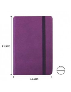 Bloco Notas Pautado 21,5x14,5cm Semi Pele Roxo 116 Folhas