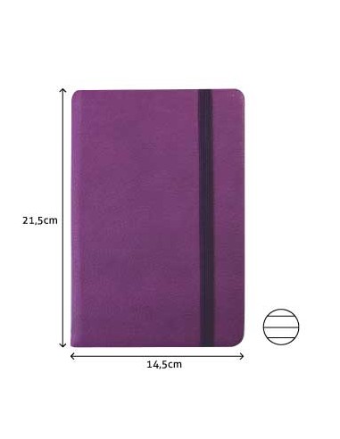 Bloco Notas Pautado 21,5x14,5cm Semi Pele Roxo 116 Folhas