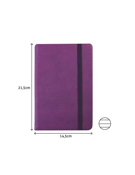 Bloco Notas Pautado 21,5x14,5cm Semi Pele Roxo 116 Folhas