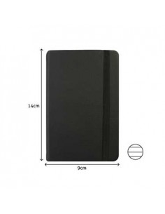 Bloco Notas Pautado 14x9cm Semi Pele Preto 116 Flh agenda