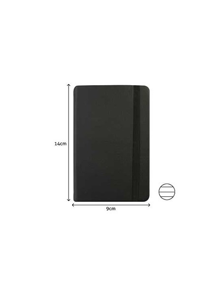Bloco Notas Pautado 14x9cm Semi Pele Preto 116 Flh agenda
