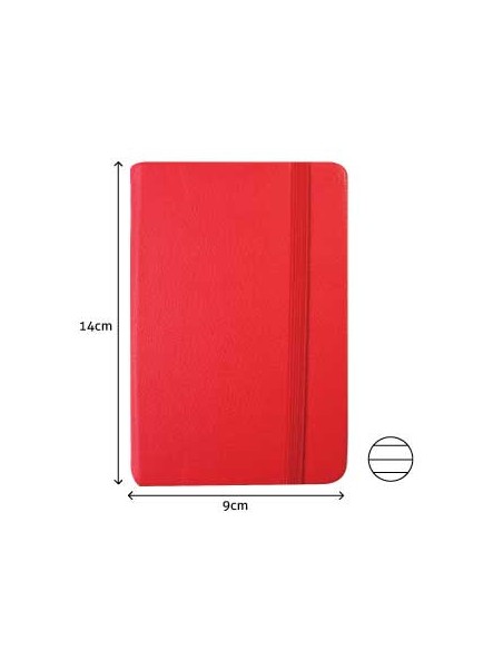 Bloco Notas Pautado 14x9cm Semi Pele Vermelho 116 Flh agenda