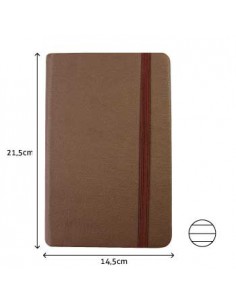 Bloco Notas Pautado 21,5x14,5cm Semi Pele Castanho 116Fls