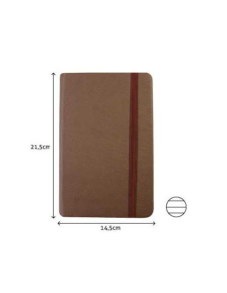 Bloco Notas Pautado 21,5x14,5cm Semi Pele Castanho 116Fls