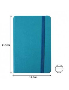 Bloco Notas Pautado 21,5x14,5cm Semi Pele Azul Turque 116Fls