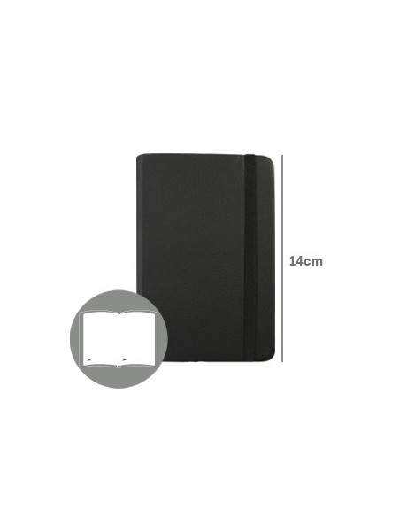 Bloco Notas Liso 14x9cm Semi Pele Preto 116 Folhas