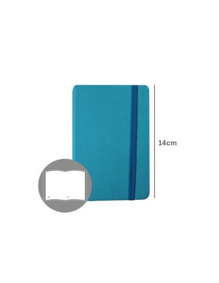 Bloco Notas Liso14x9cm Semi Pele Azul Turquesa 116Flh agenda