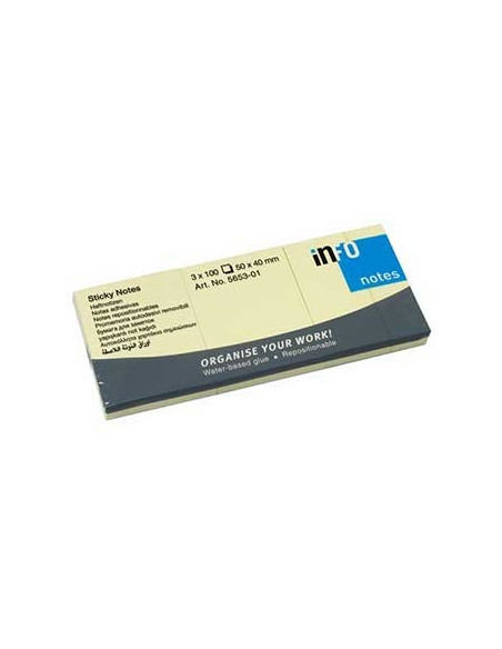 Bloco Adesivo Amarelo 40x50mm 100 folhas Pack 3un
