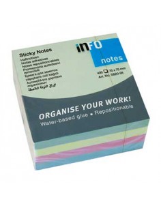 Bloco (Cubo) Adesivo Cores Pastel 75x75mm 400 Folhas