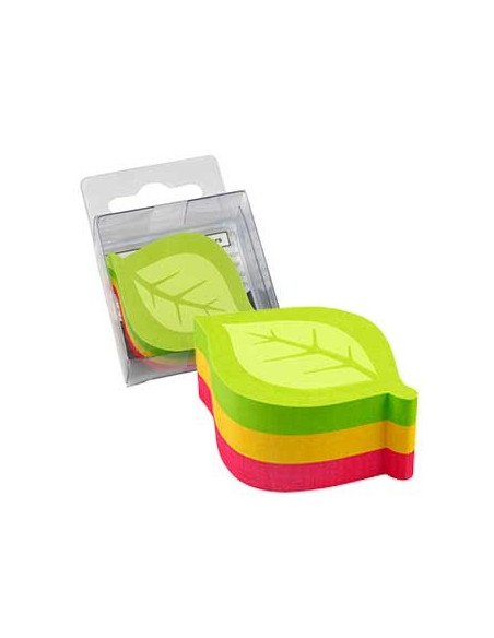 Bloco Adesivo Motivo Folha 50x50mm 3 Cores 225 Folhas