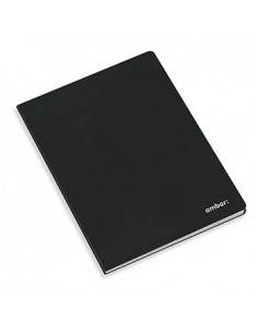 Caderno Agrafado Capa Preta Ambar A4 Quadriculado 80Fls