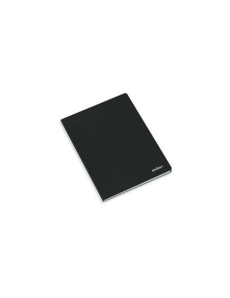 Caderno Agrafado Capa Preta Ambar A5 Liso 80Fls