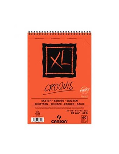 Bloco Espiralado Canson XL Croquis A5 90gr 60Fls