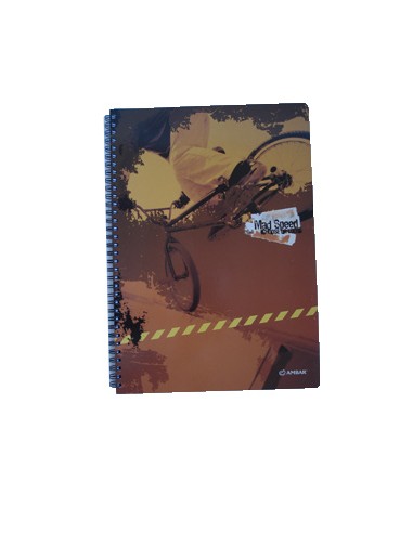 Caderno Espiral Ambar Mad Speed A5 Quadriculado 120 Folhas