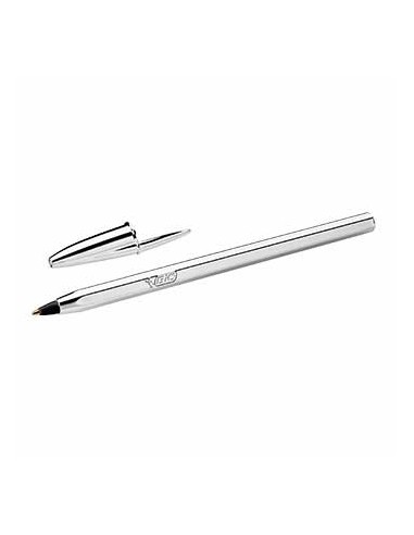 Esferografica Ball Point BICMedium prateada cor preto cx20