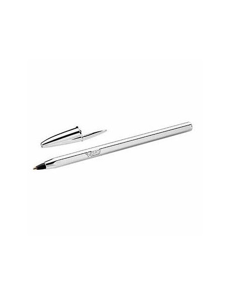 Esferografica Ball Point BICMedium prateada cor preto cx20