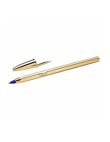 Esferografica Ball Point BICMedium dourada cor Azul cx20